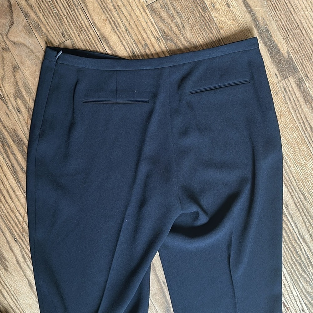 Ellie Tahari Slim Fit Flat Front Side Zipper crepeTrousers Pants Navy Blue 6 EUC - Picture 6 of 8